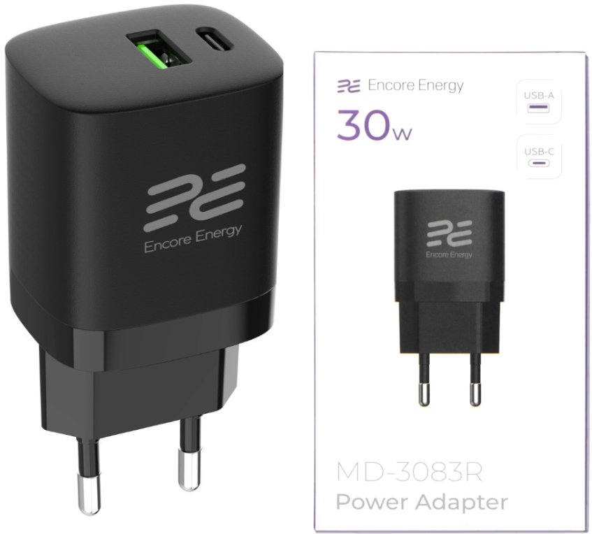 Ładowarka Kaku ładowarka sieciowa Encore Energy PD 3.0 Quick Charge 4.0 USB-A USB-C 30W adapter MD-3083R