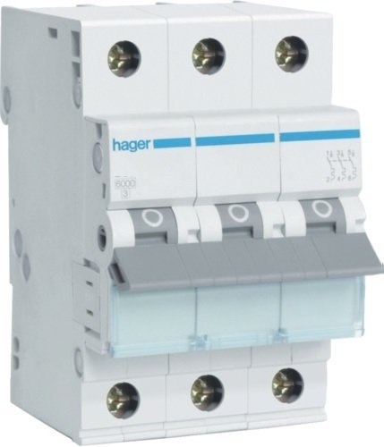 Hager Wyłącznik nadprądowy 3P B 16A 6kA AC MBN316E