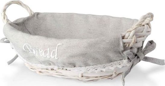 Affek Design Koszyk na chleb pieczywo wiklinowy z serwetką Affek Design biały z napisem uniwersalny