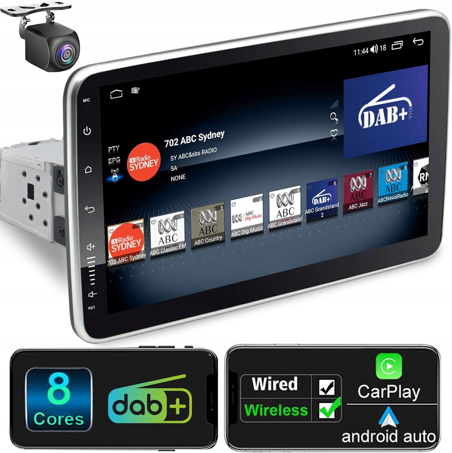 LEROAADZ Radio samochodowe Android GPS 9''DAB+ Carplay 1Din 8Core 2G+32G