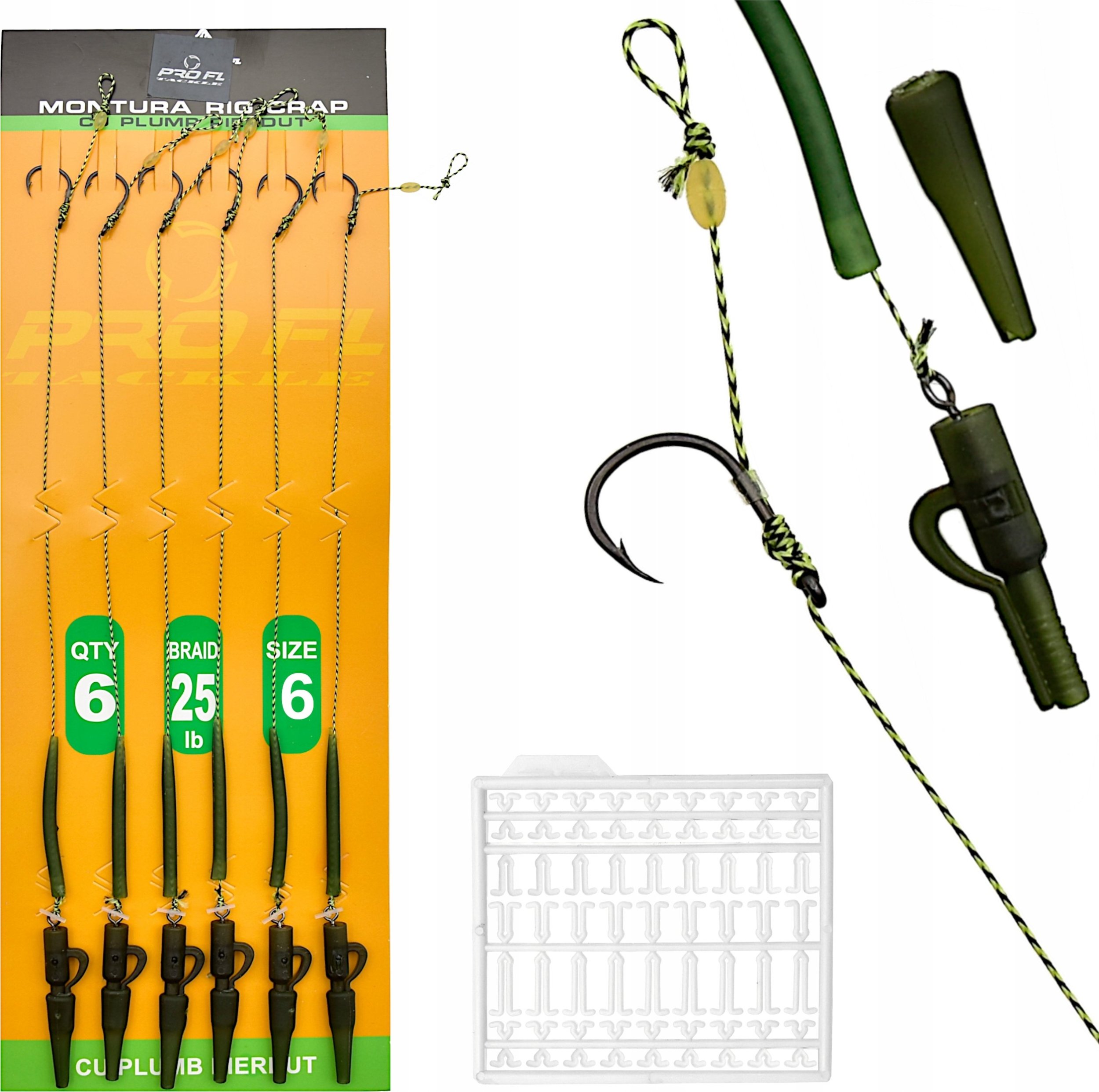 FL 6 x PRZYPON KARPIOWY Z WŁOSEM zakończony bezpiecznym klipsem ochr HAK r 6