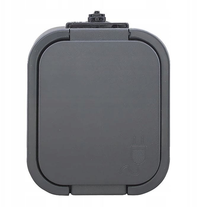 Gniazdo pojedyncze n/t 2P+Z, bryzgoszczelne z klapką B2, IP54, NT-16B2, szary,OR-OE-7805/G