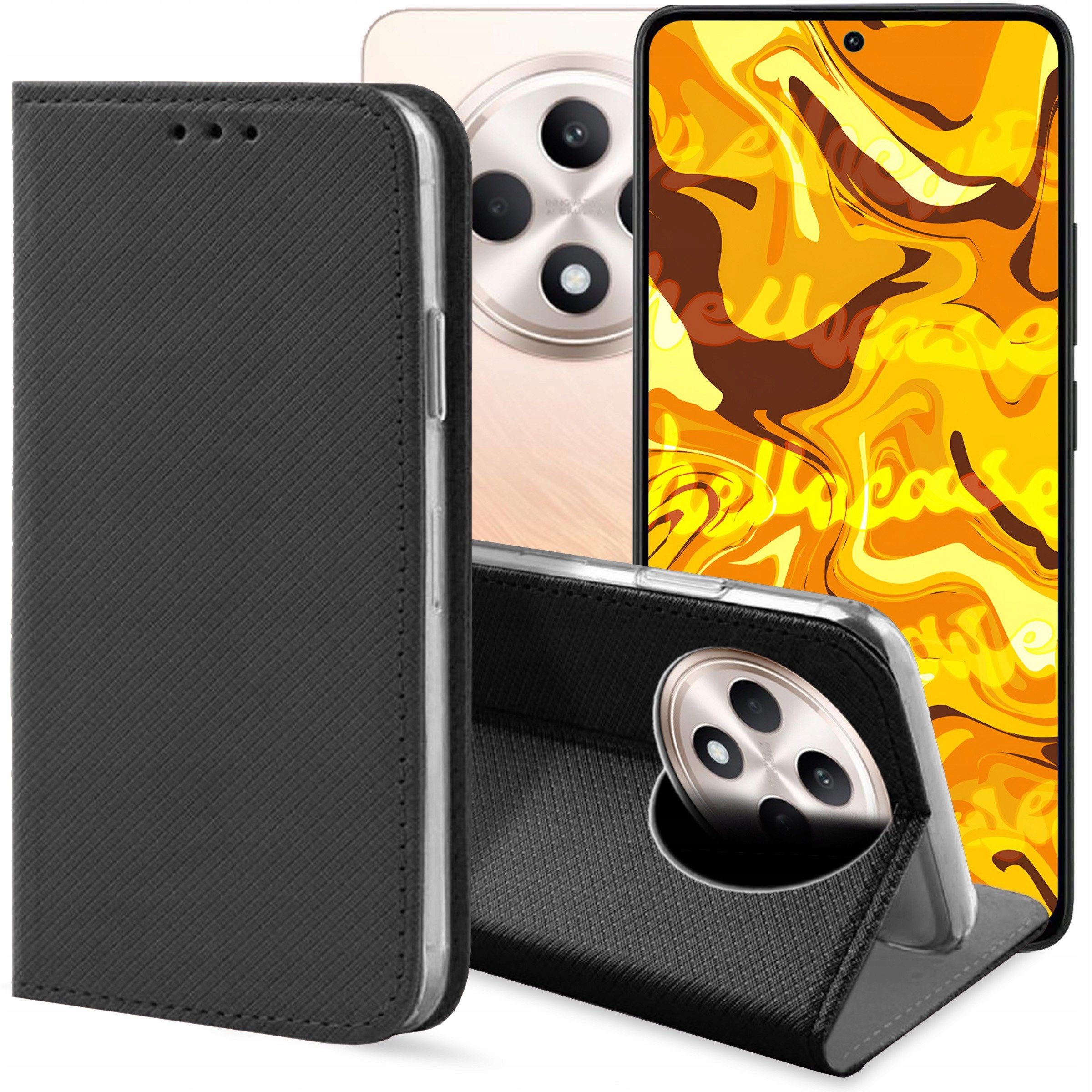 ETUI Z KLAPKĄ DO OPPO RENO12 F 4G / 5G / FS 4G / 5G CZARNE MAGNETYCZNE CASE