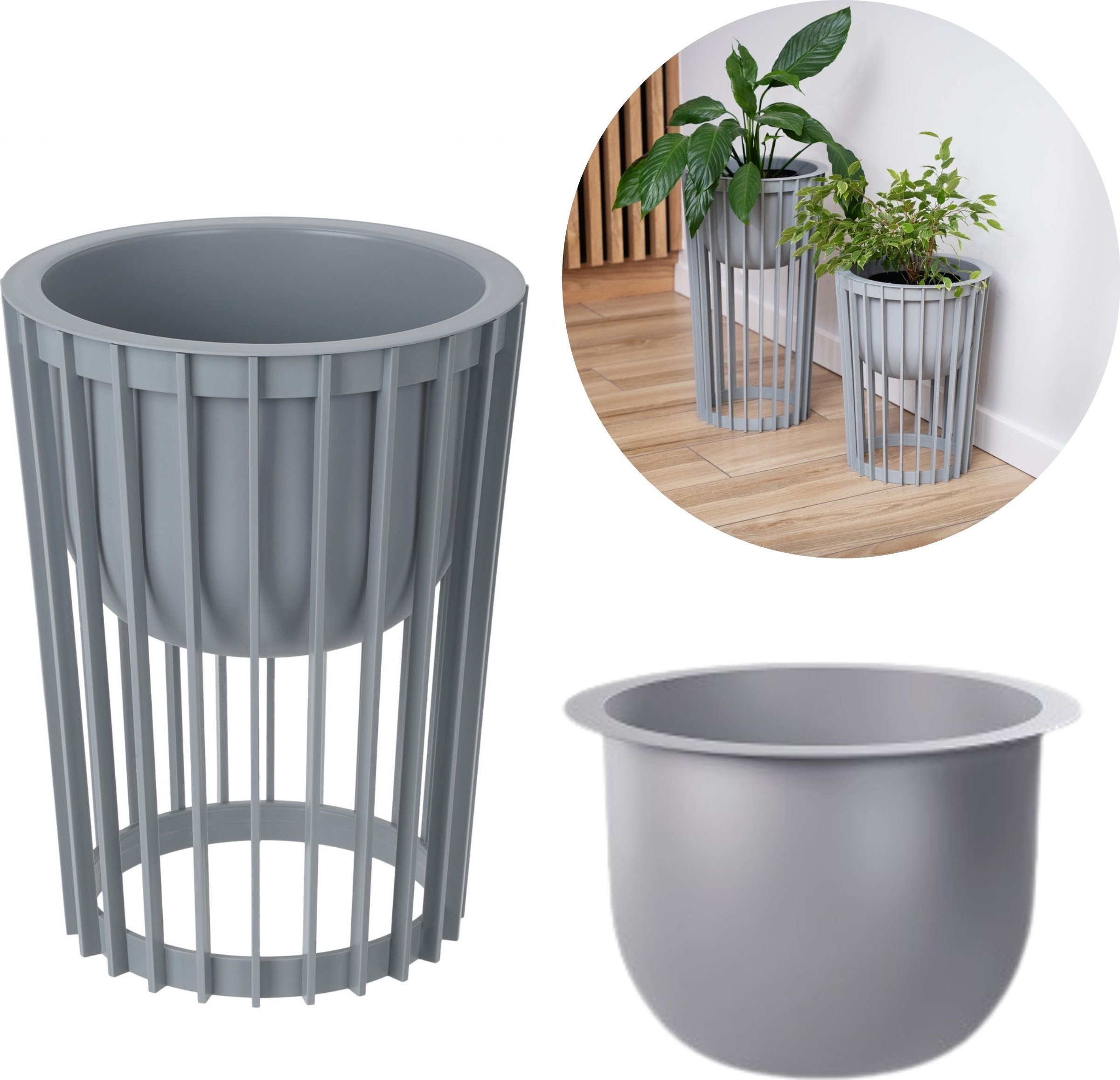 Kwietnik wysoki dwustronny Standy 40h Stojak na kwiaty + wkład wewnętrzny