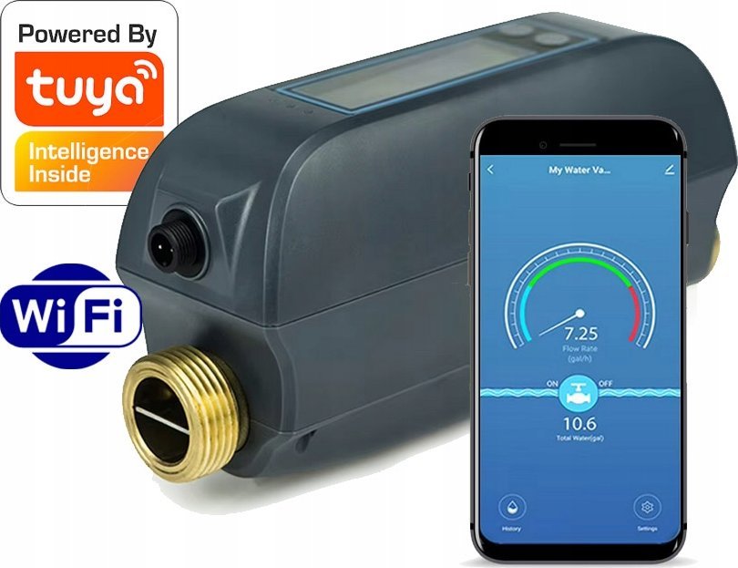 RTX Licznik wody użytkowej sterowany TUYA WiFi #Pomiar Miernik Zawór kulowy