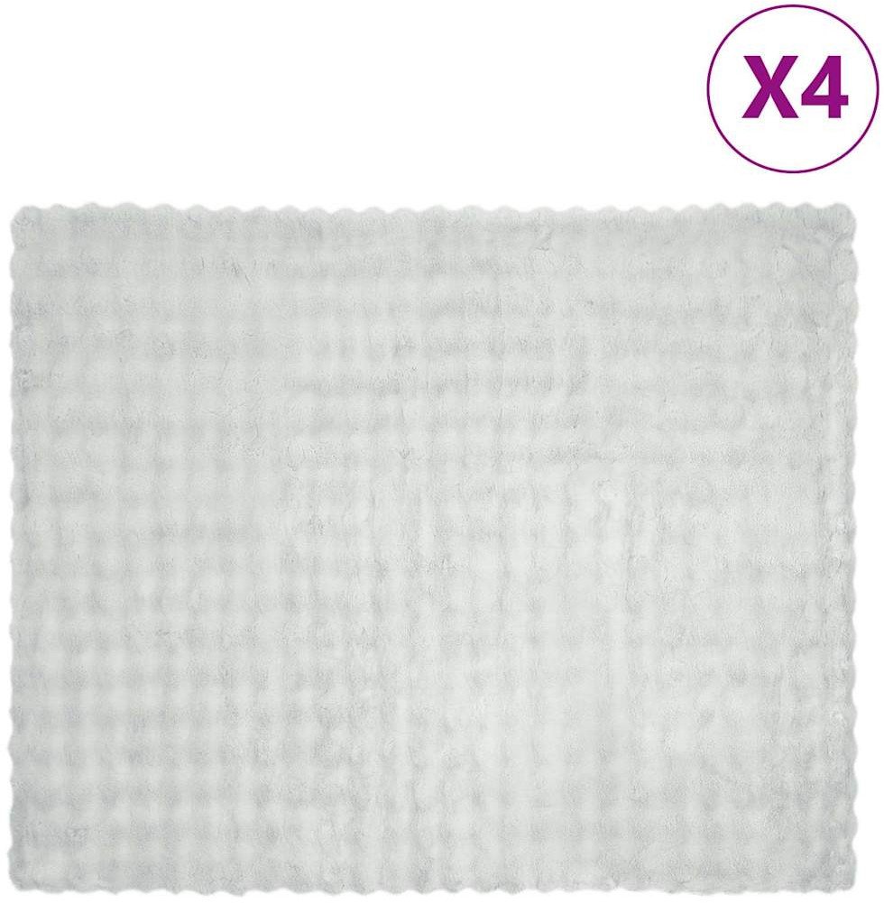 vidaXL Koc z futra sztucznego królika 4 pcs Szary 130 x 150 cm