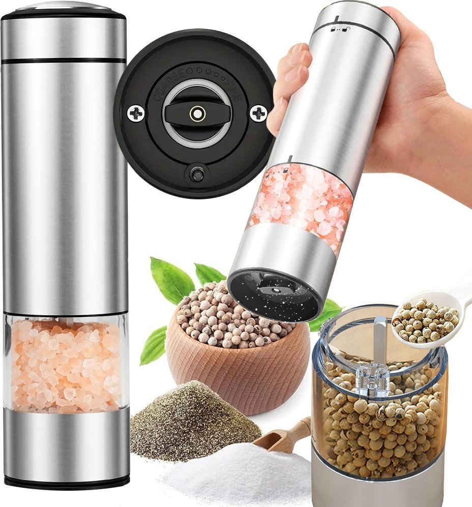 Młynek do przypraw Verk Elektryczny młynek do soli pieprzu przypraw z regulacją grubość regulowana Elektryczny młynek do soli pieprzu przypraw z regul