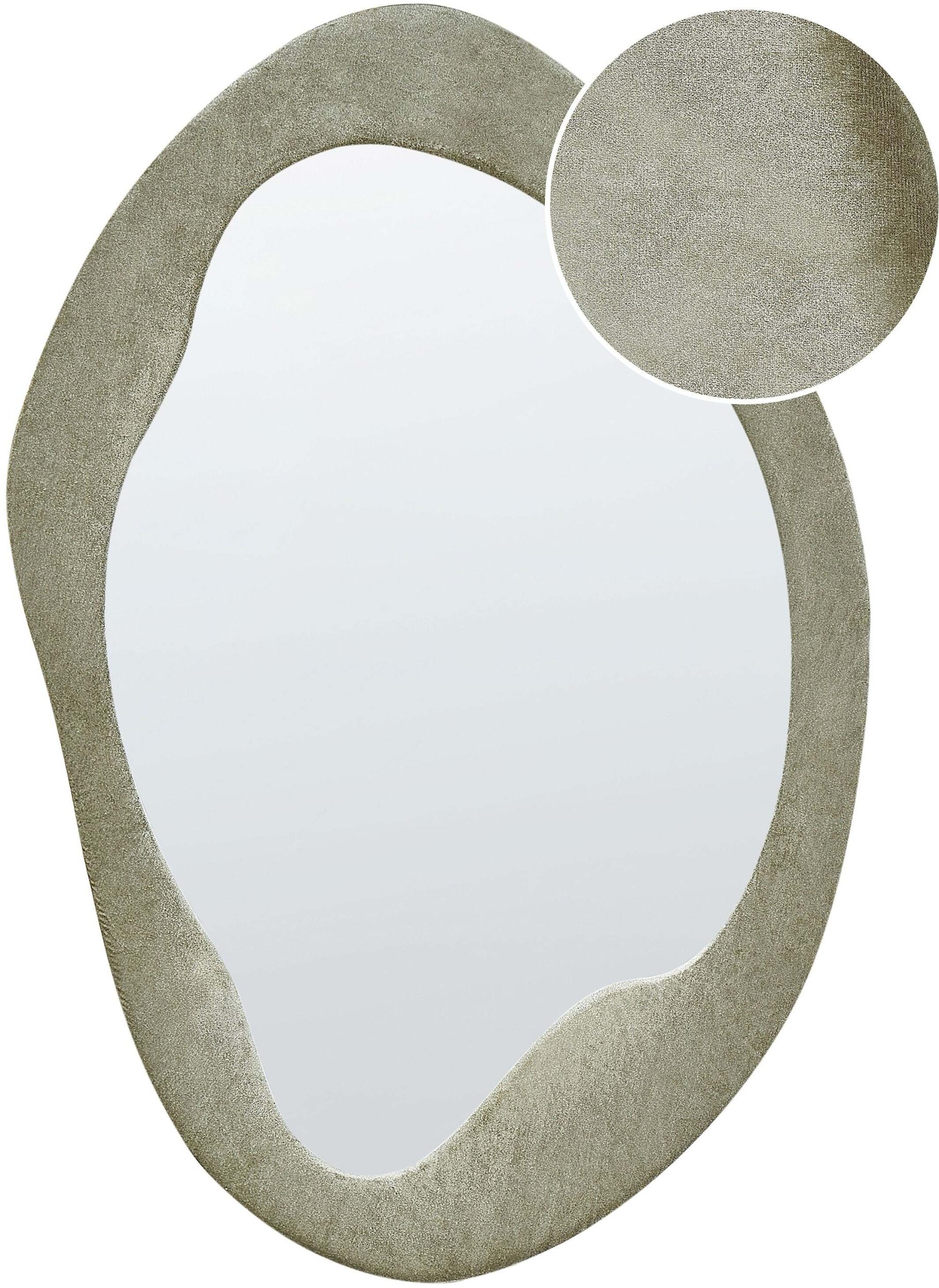 Beliani Lustro ścienne welurowe 59 x 90 cm zielony LENAX