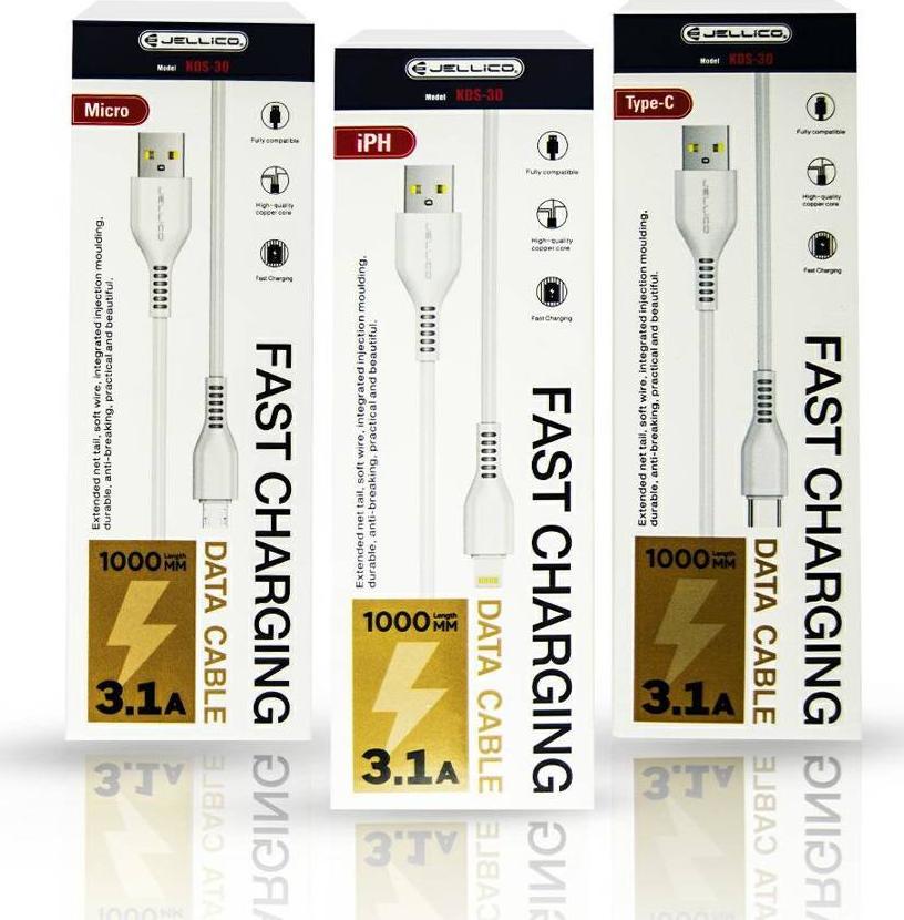 Kabel USB Jellico USB-A - microUSB 1 m Biały (6972310641201)