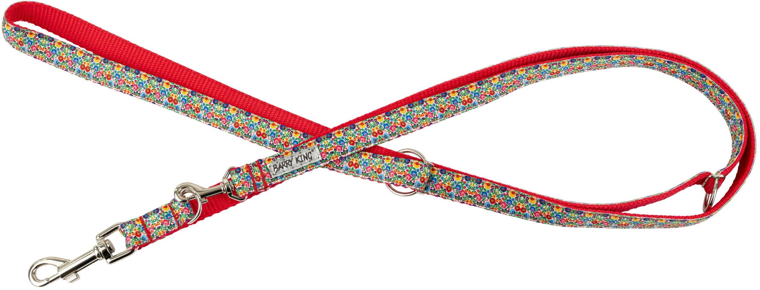 Smycz dla psa, wz�r folk, regulowana, ta�ma, 16MM/220CM czerwona