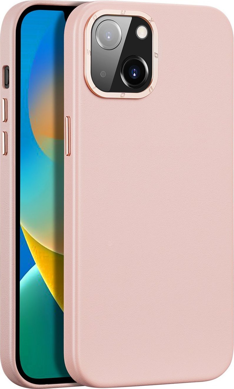 Dux Ducis Grit skórzane etui do iPhone 14 Max (kompatybilne z MagSafe) różowy