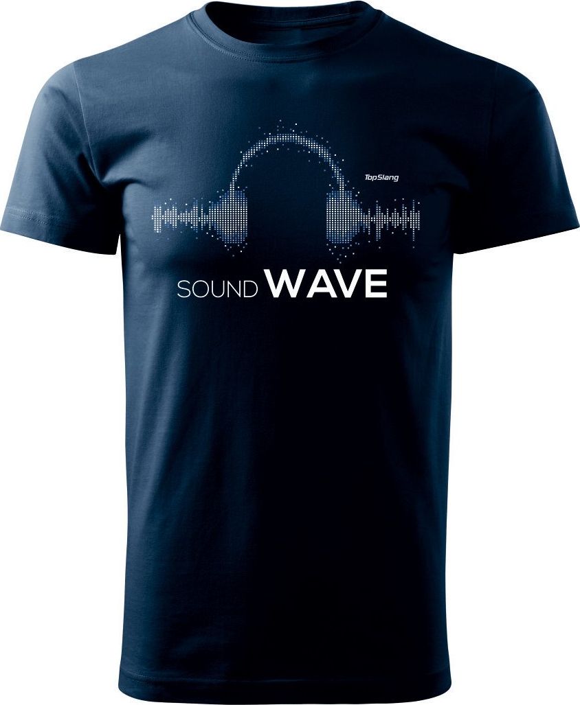 Topslang Koszulka słuchawki Music Sound Wave męska granatowa REGULAR XL