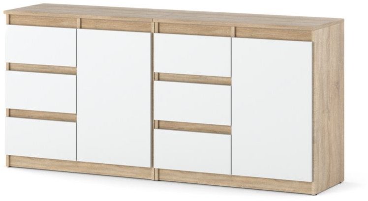 Komoda Dąb Sonoma Biały Mat Duża Szafka 160cm Z Szufladami Salon Sypialnia