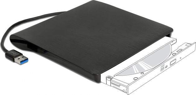 Kieszeń Delock na dyski 5.25″ Ultra Slim SATA 9,5 mm do USB Typ-A męski (42603)