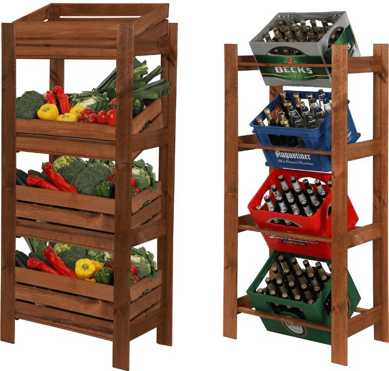 Wamar-Sosenka Drewniany regał na skrzynki 4 półki 149X70X39 RSS Brązowy Drewno sosnowe