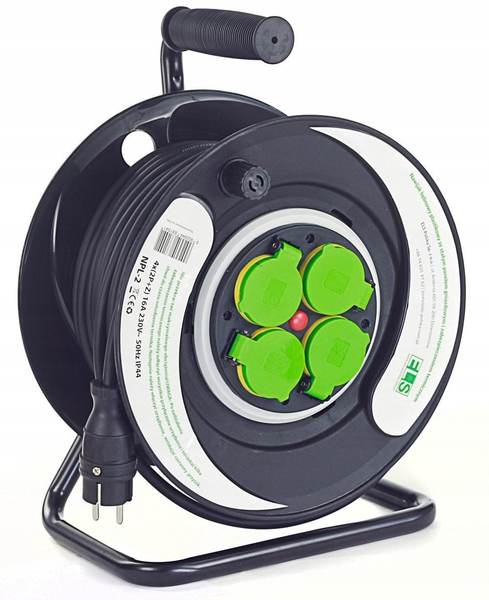 ELS Elektrotechnika Przedłużacz 25m OW3*1,5 4x230V IP44 T bęben plastikowy stały panel