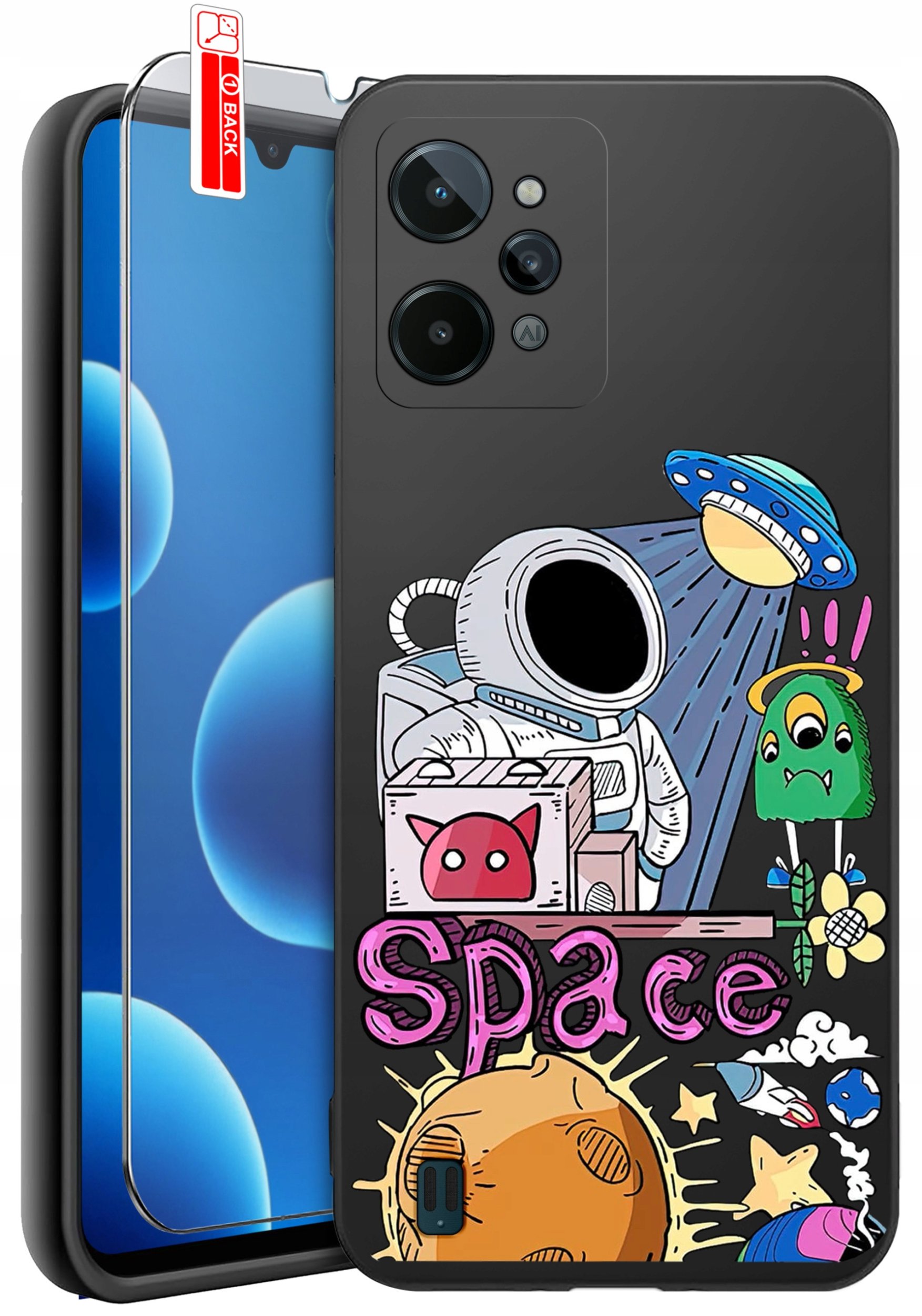 krainaGSM ETUI do Realme C31 | WZORY | SILIKONOWE MATT CASE + SZKŁO 9H