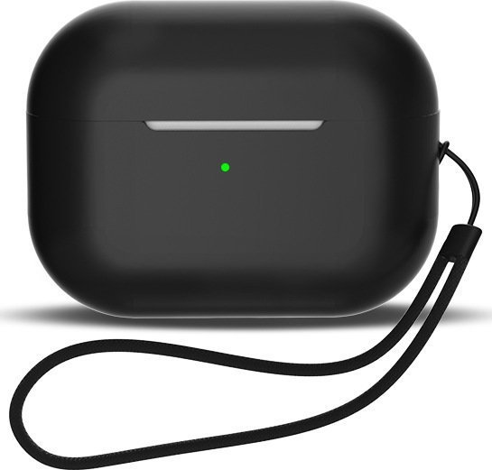 Hurtel Silikonowe etui do AirPods 1 / AirPods 2 + pasek na nadgarstek smycz - czarne