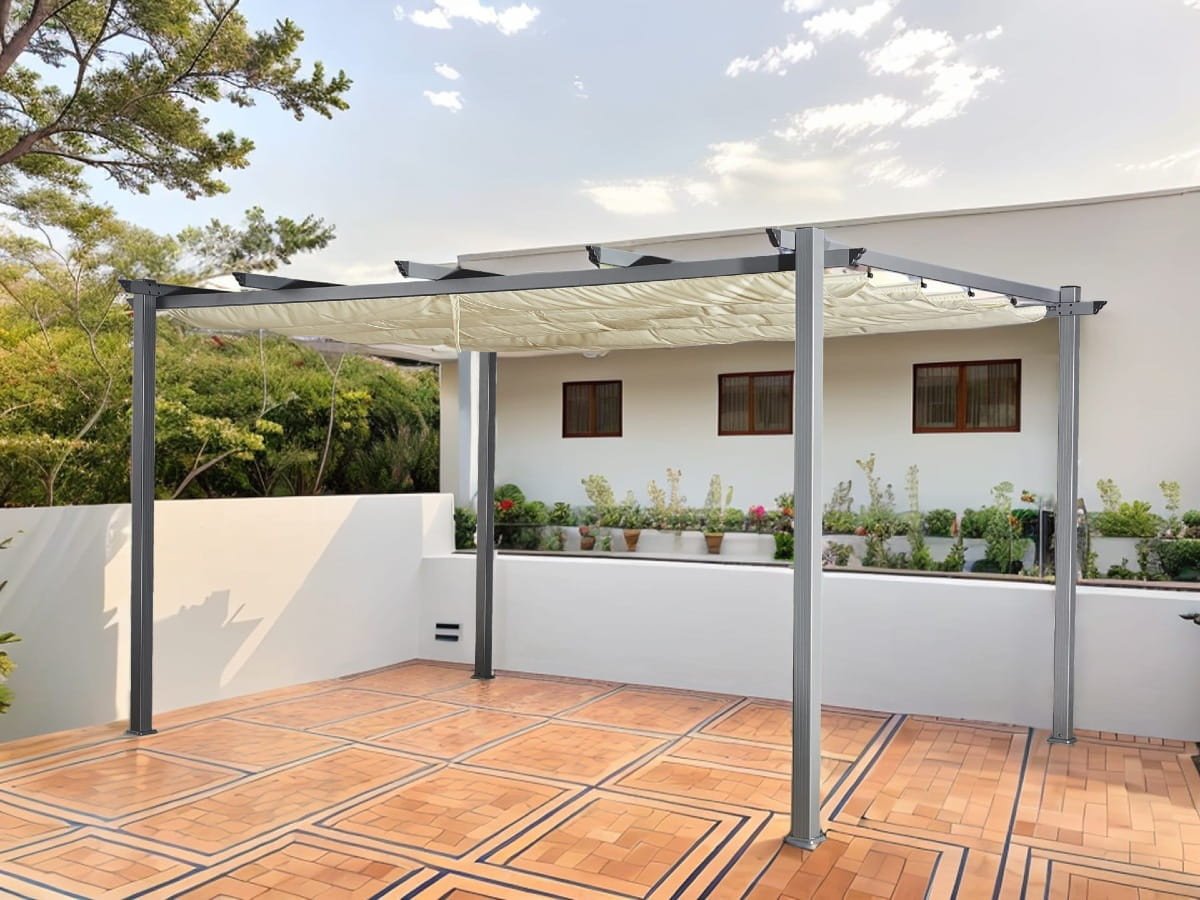 Nowoczesna pergola ogrodowa 3 x 4 m Ecru pawilon