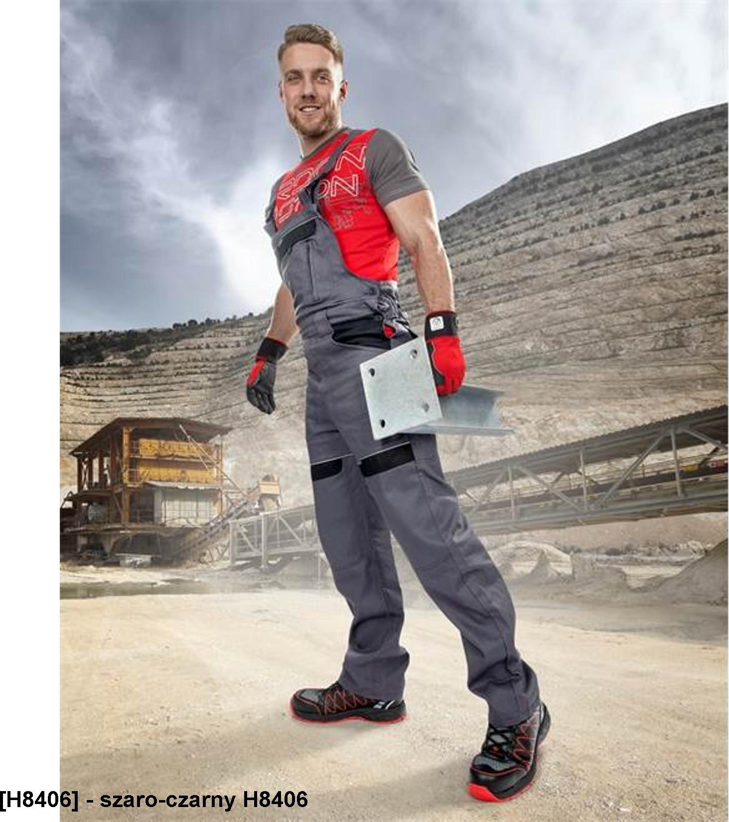 Ardon ARDON COOL TREND - Spodnie ogrodniczki ARDONCOOL TREND szaro-czarne przedłużone S - szaro-czarny H8406 L