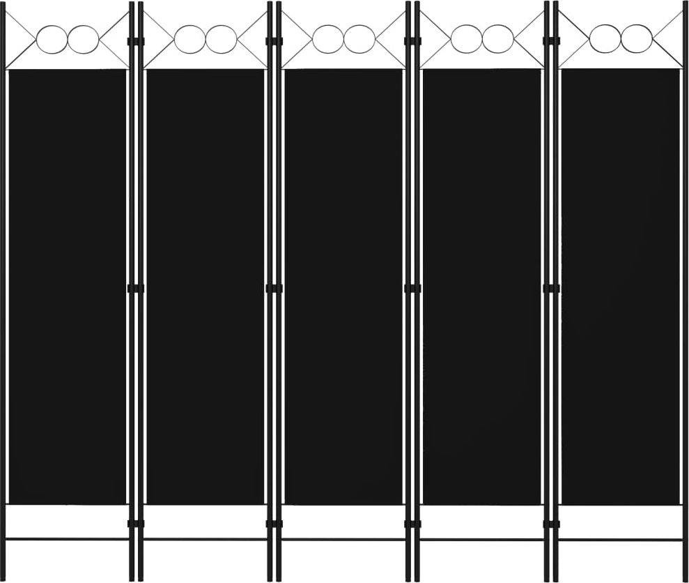 vidaXL Parawan 5-panelowy, czarny, 200 x 180 cm