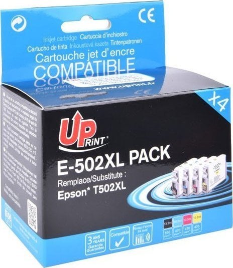 Tusz UPrint UPrint kompatybilny ink / tusz z C13T02W64010, 502XL, T02W640, CMYK, 1x550 + 3x470s, 1x13.2+3x10.2ml, E-502XL-PACK, dla Epson XP-5