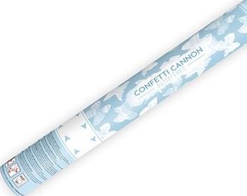 Party Deco Tuba strzelająca konfetti, białe motylki, 40 cm uniwersalny