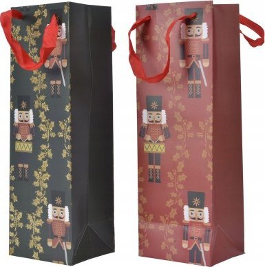 Kaemingk Świąteczna torebka prezentowa na alkohol 10 x 12 x 36 cm