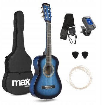 Gitara klasyczna 1/4 dla dziecka niebieska SoloArt Max+ akcesoria one size