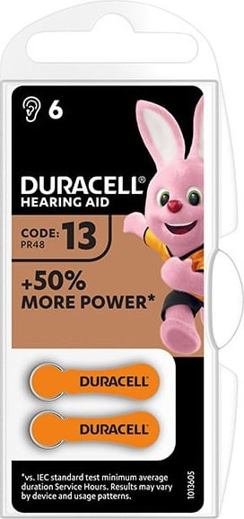 Duracell Bateria cynkowo-powietrzna., ZA13, PR48, AC13, DA13, do aparatów słuchowych, , blistr, 6-pack, 42436