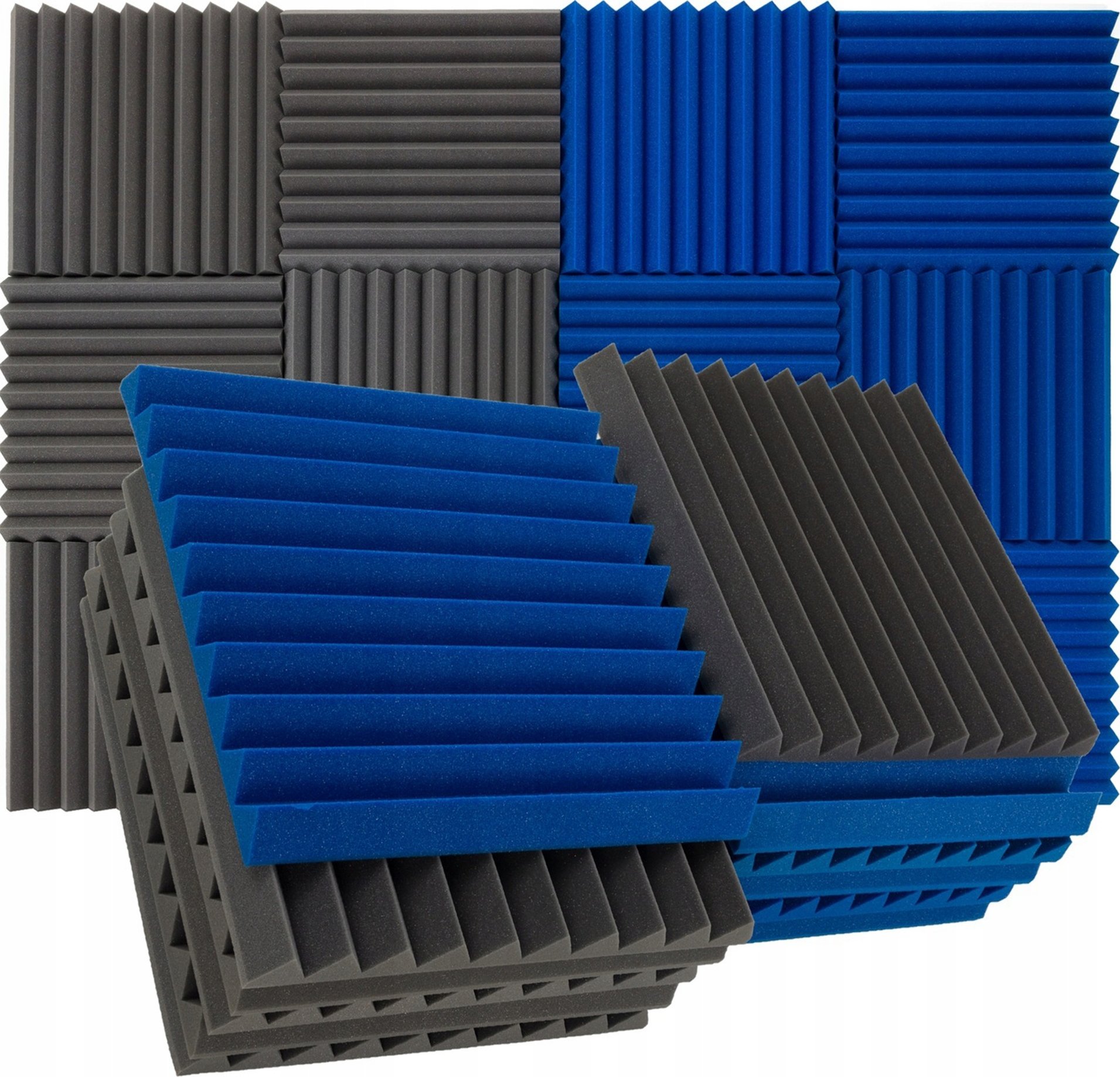 Panel akustyczny wygłuszający klin szary niebieski do salonu dekoracja wewnętrzna