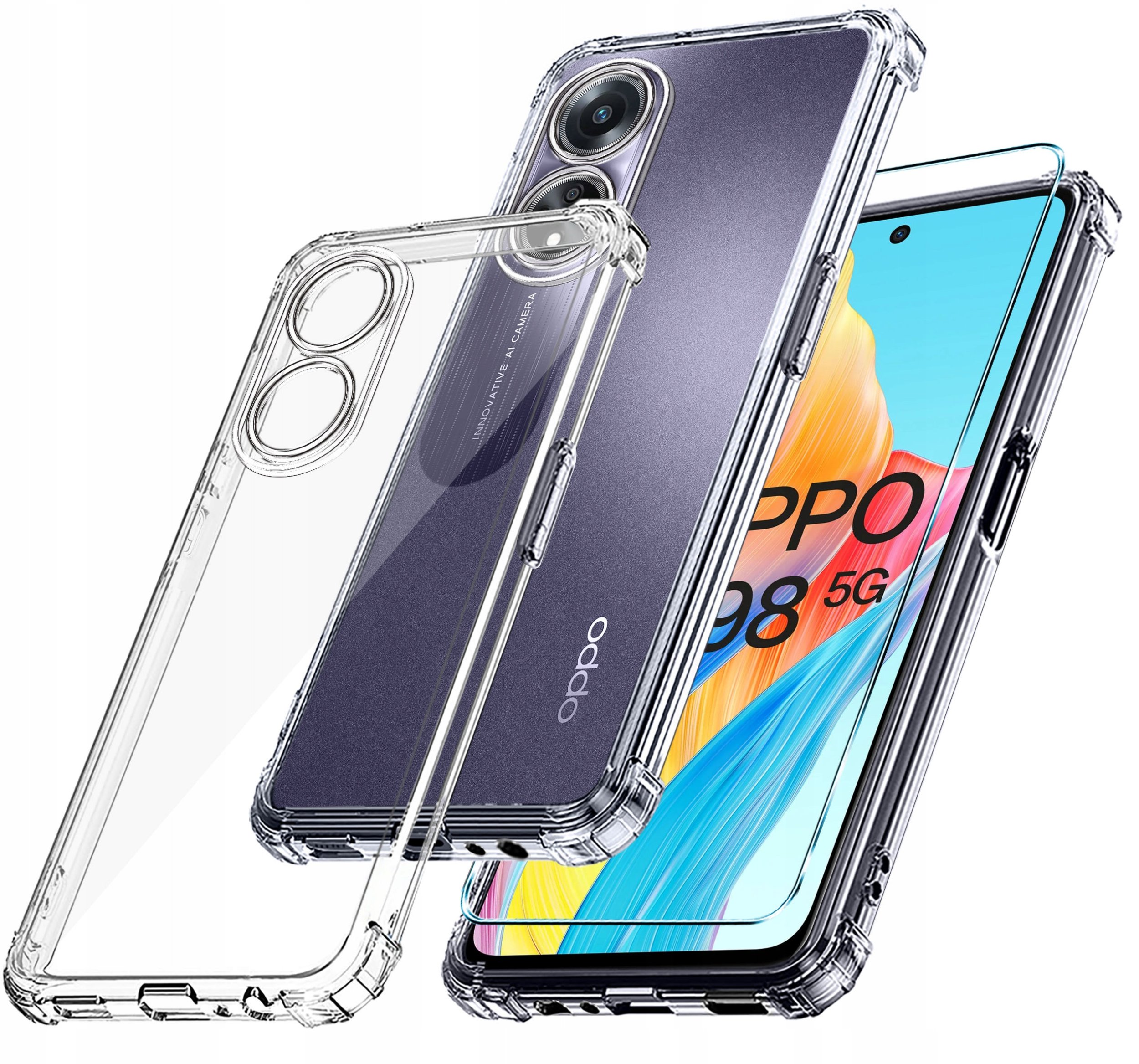 Etui do Oppo A98 5G ANTI-SHOCK CLEAR CASE + Szkło OCHRONNE 9H