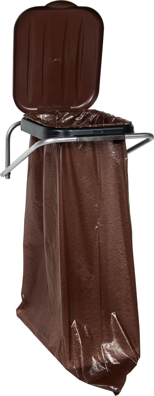 GSG Uchwyt ścienny wiszący do segregacji śmieci brązowy - worki 120L