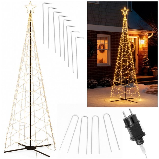 Choinka LED do ogrodu 500 cm dekoracja świecąca świąteczna 840 LED ciepły biały + ciepły biały flash UNIWERSALNY