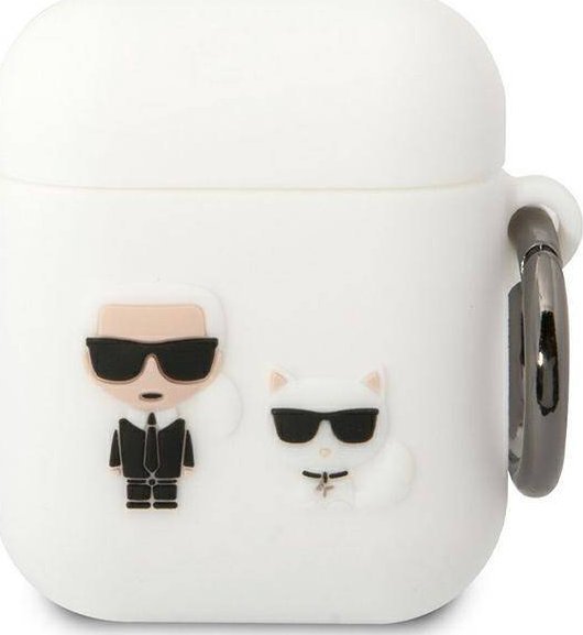 Karl Lagerfeld Karl Lagerfeld KLACA2SILKCW AirPods 1/2 cover biały/white Silicone Karl & Choupette