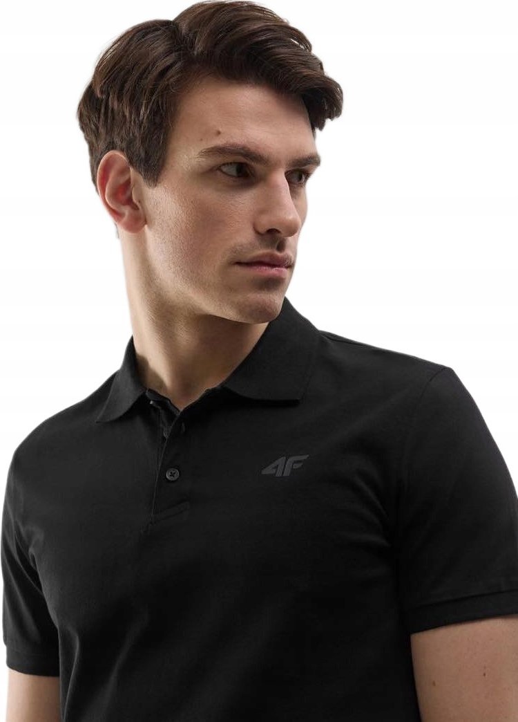 KOSZULKA 4F POLÓWKA POLO MĘSKA KOSZULKA Z KOŁNIERZYKIEM CZARNA TSM367 r. XL