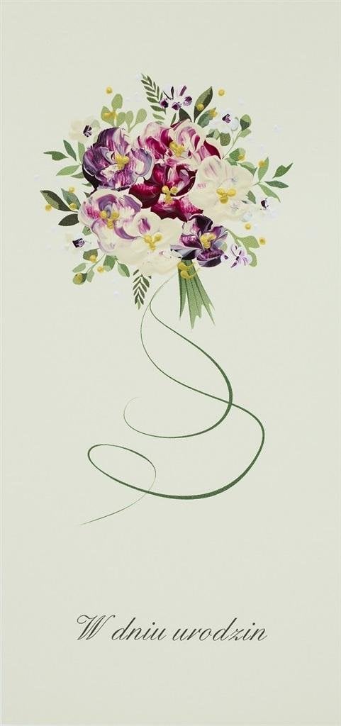 MAK Karnet Urodziny DL U15 - Bukiet bordowy