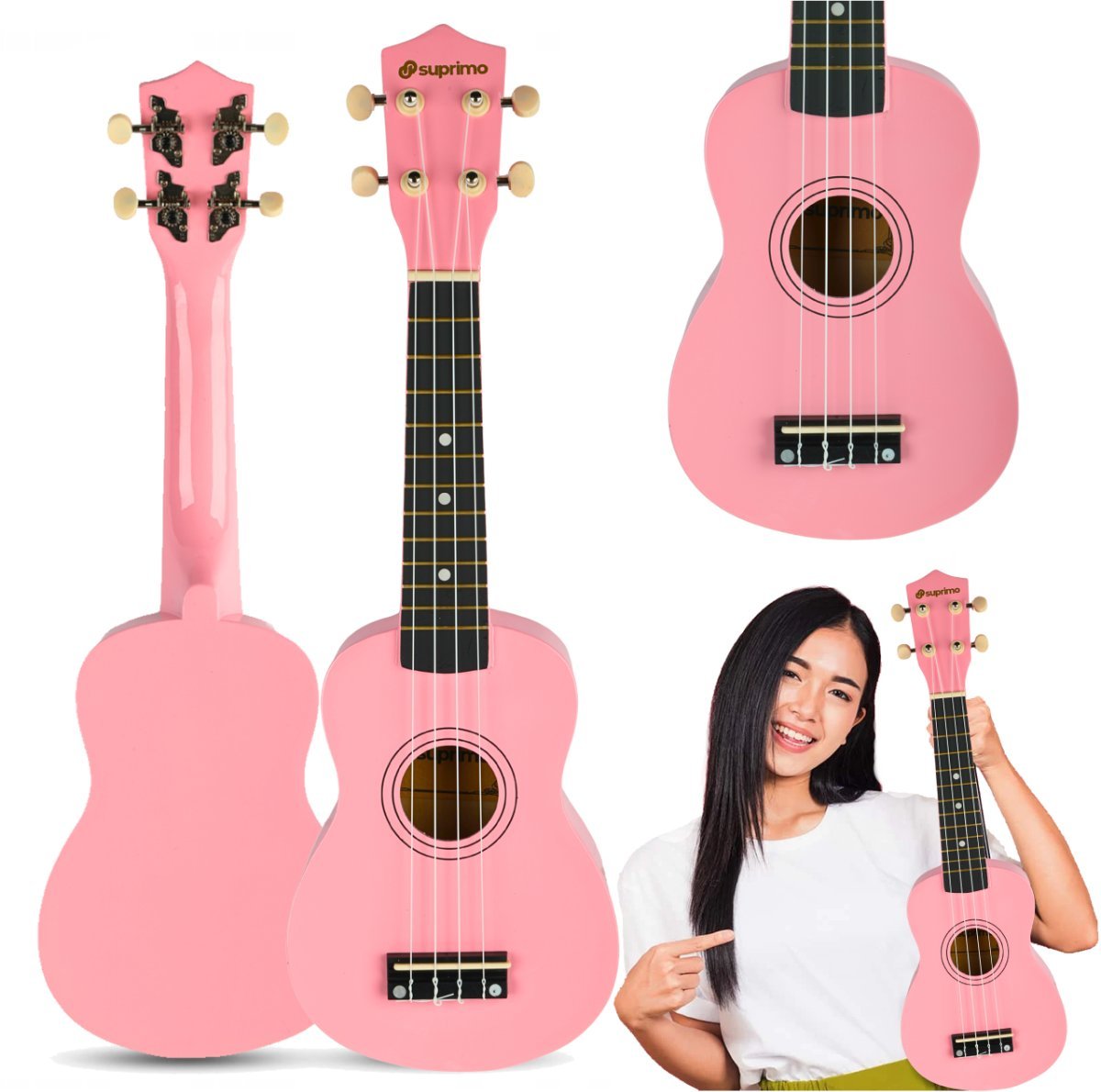 SUPRIMO UK21 PK ukulele sopranowe 21"" różowe drewn