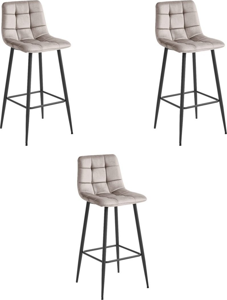 Hoker ARCETO - aksamit ciemny beż / nogi czarne x 3