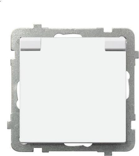 Ospel Gniazdo Sonata bryzgoszczelne z uziemieniem i klapka białe (GPH-1RZ/m/00/w)