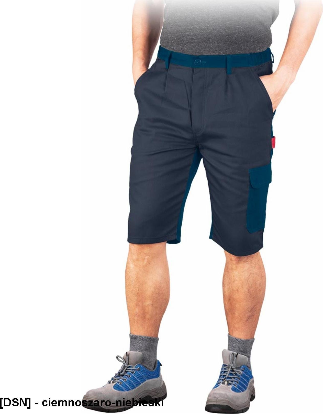 R.E.I.S. BOMULL-TS - krótkie spodnie ochronne do pasa, 100% bawełna, 6 kieszeni - ciemnoszaro-niebieski XL