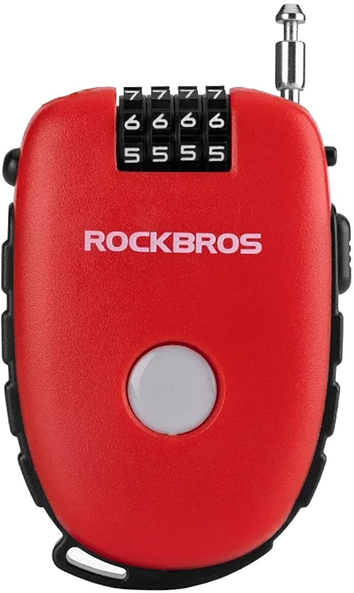 Zapięcie blokada rowerowe z linką zwijaną i zamkiem szyfrowym - czerwone Zapięcie blokada rowerowe z linką zwijaną i zamkiem szyfrowym - czerwone