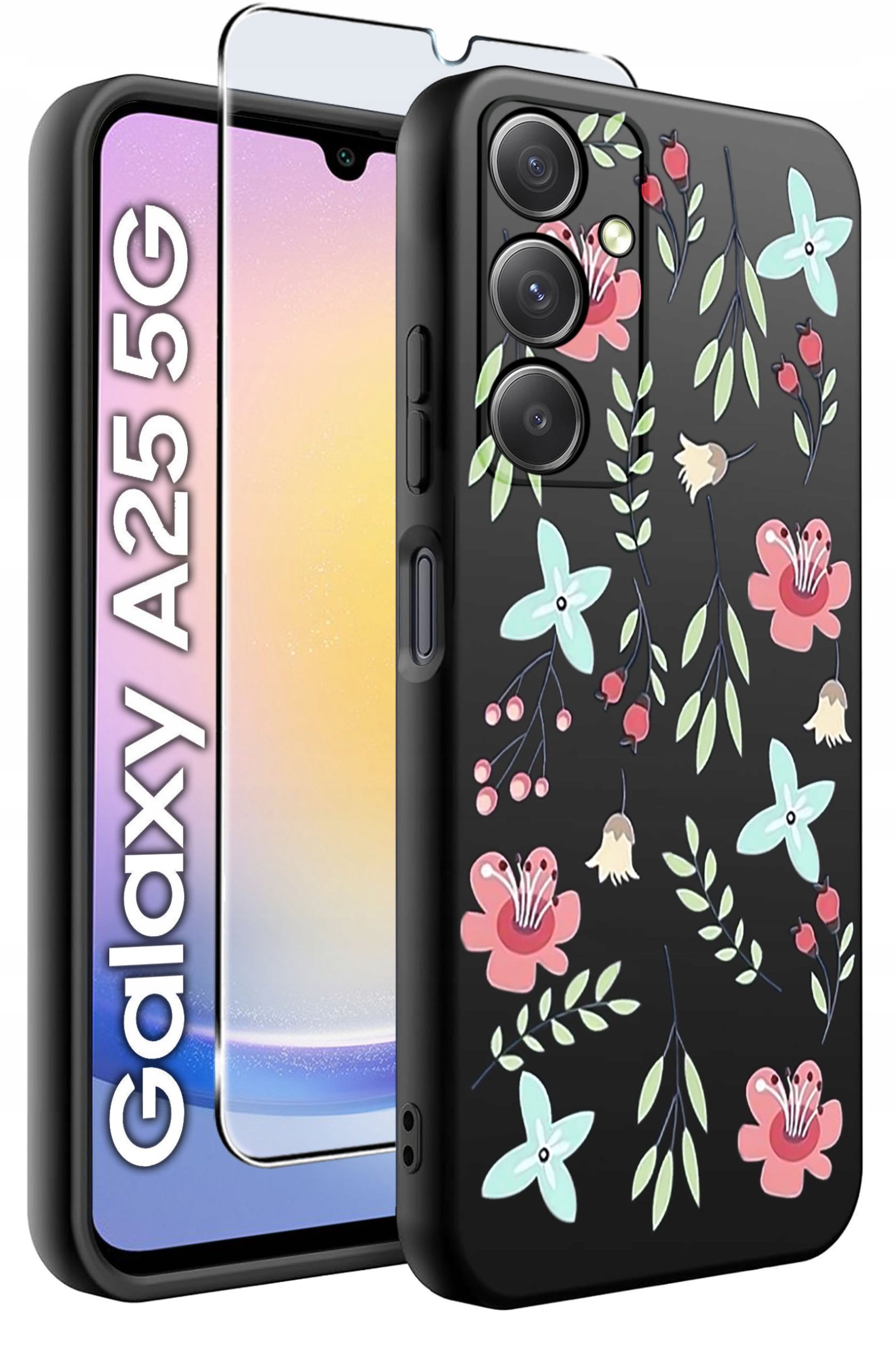 ETUI do Samsung A25 5G WZORY | SILIKONOWE MATT CASE + SZKŁO HARTOWANE 9H