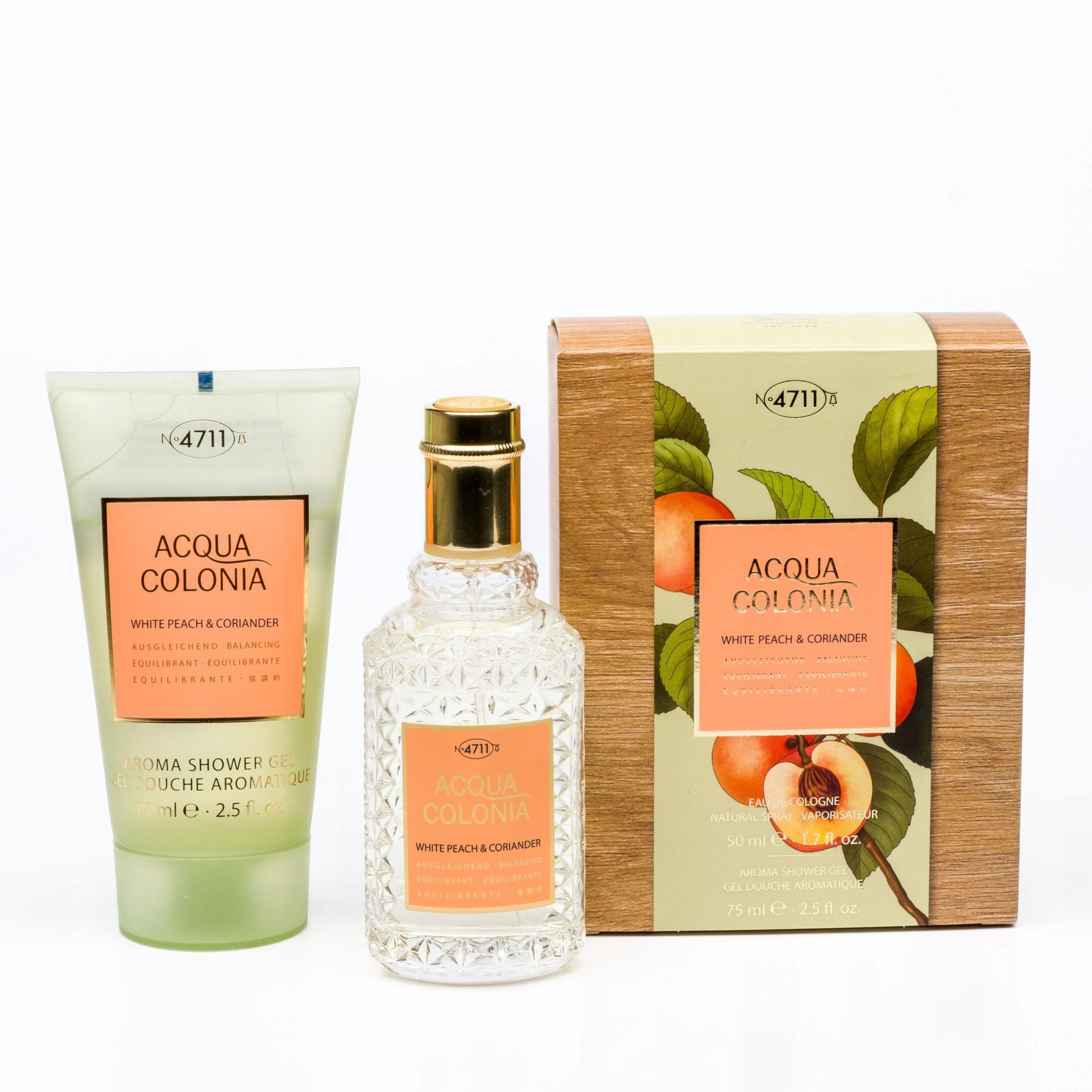 Set 4711: Acqua Colonia White Peach & Coriander, Eau De Cologne, Unisex, 50 ml + Acqua Colonia, White Peach & Coriander, Moisturizing, Shower Gel, Bod