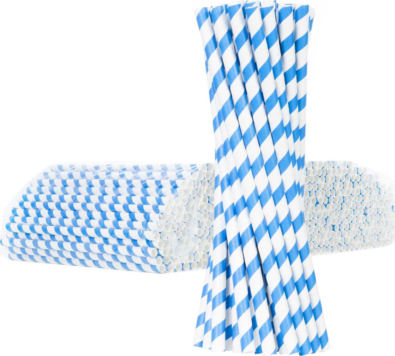 GSG słomki papierowe BIO* PAPER STRAWS grube 8/205mm biało-niebieskie 500 sztuk (1009899)