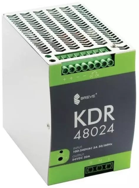 SilentiumPC Zasilacz impulsowy KDR 48024 230/ 24VDC 20A 480W na szynę DIN, Napięcie: 90-264VACVAC, Ta70, 17000-1819