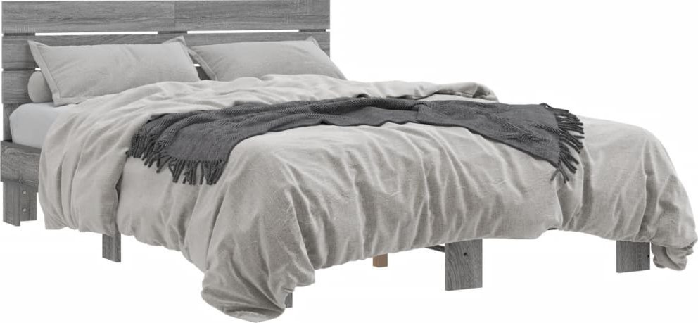 vidaXL vidaXL Rama łóżka, szary dąb sonoma, 140x190 cm