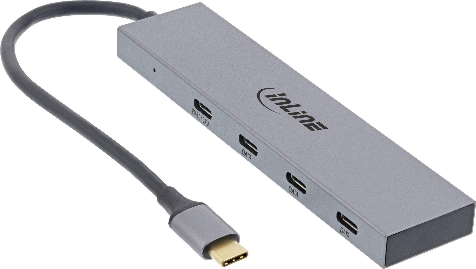 HUB USB InLine InLine® USB 3.2 Gen.2 Hub, USB Type-C to 4 Port Type-C (1 Port power through up to 100W), OTG, aluminum housing, gray, without power su