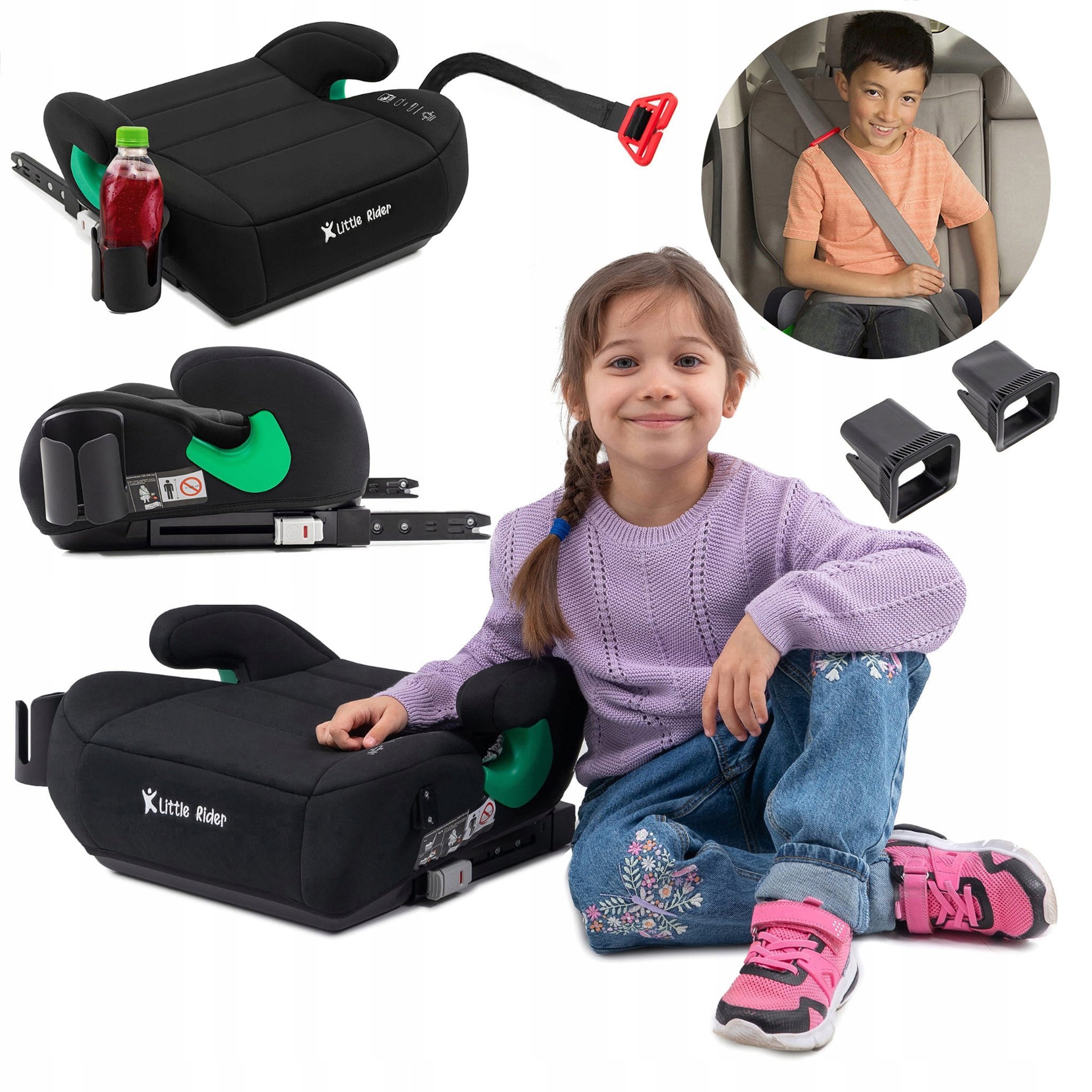 FOTELIK SAMOCHODOWY PODKŁADKA SIEDZISKO Z ISOFIX CZARNY R129 125-150 CM