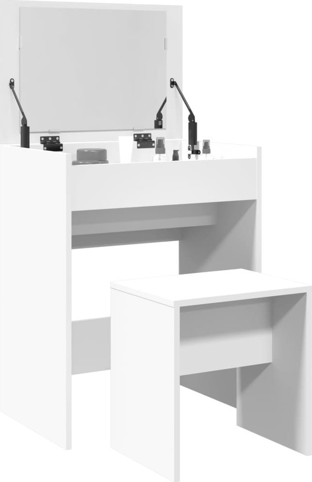 vidaXL Toaletka ze stołkiem, biała, 60x40x113,5 cm